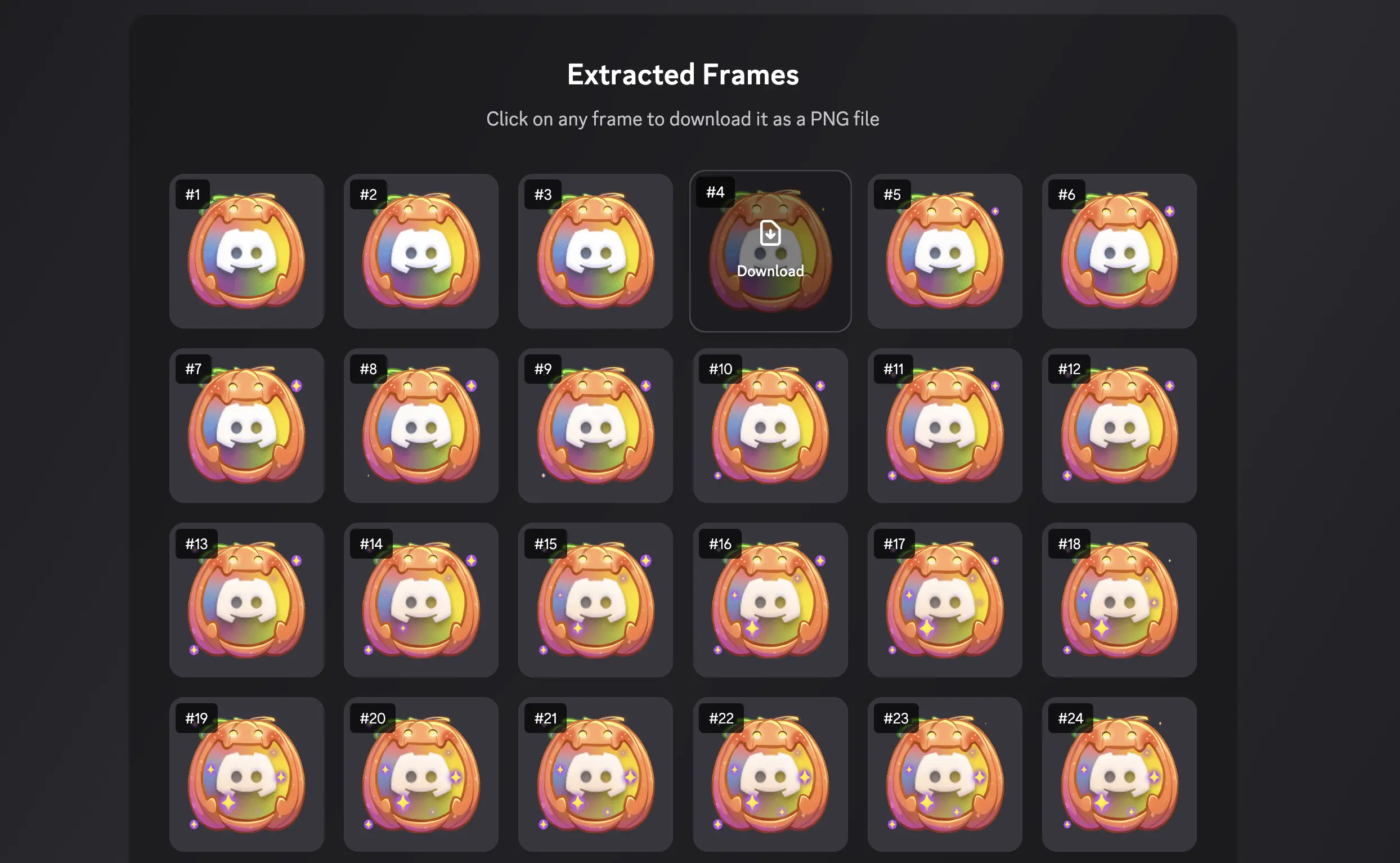 Extracted GIF frames ready for download